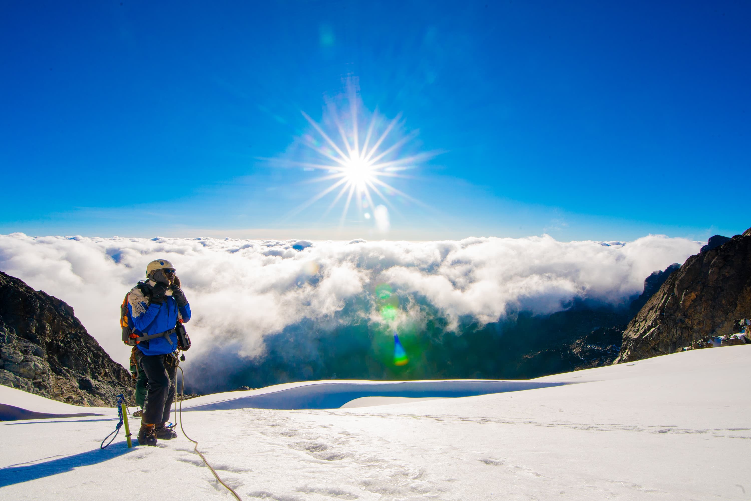 Climber in the Rwenzori Mountains